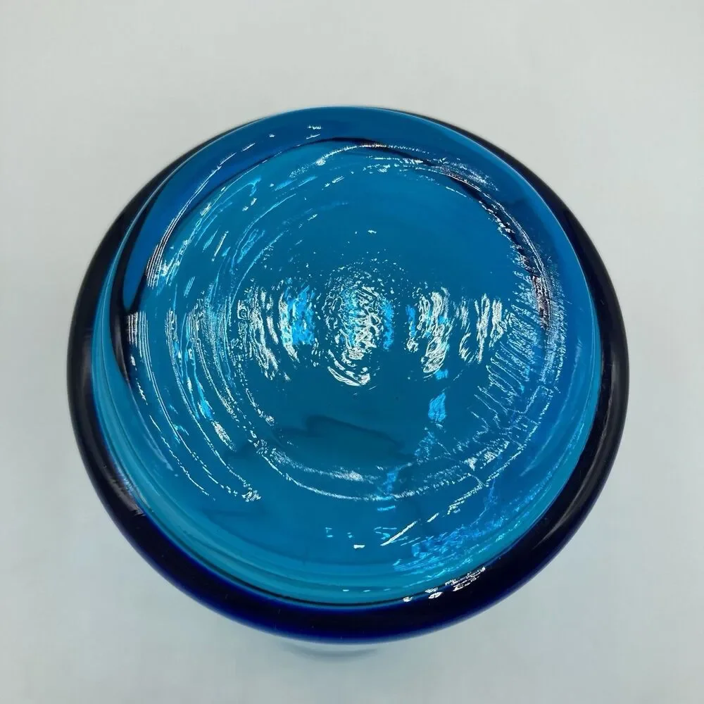 4 Set Vintage Hand Blown Aqua Blue Tumblers Coolers Highball Glasses 16oz 5 7/8
